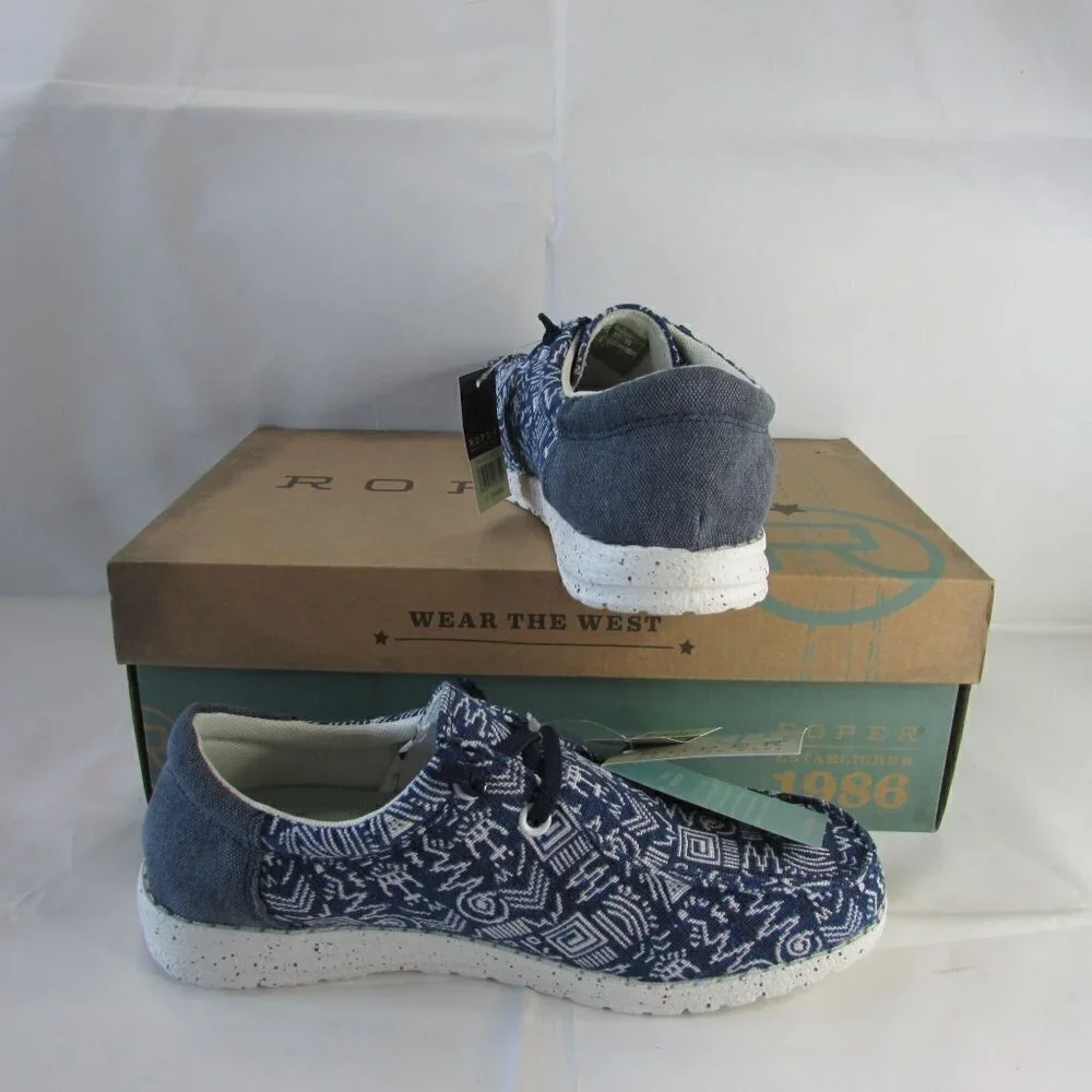 Roper Women's Lightweight Hang Loose Loafer - Navy/Beige Aztec